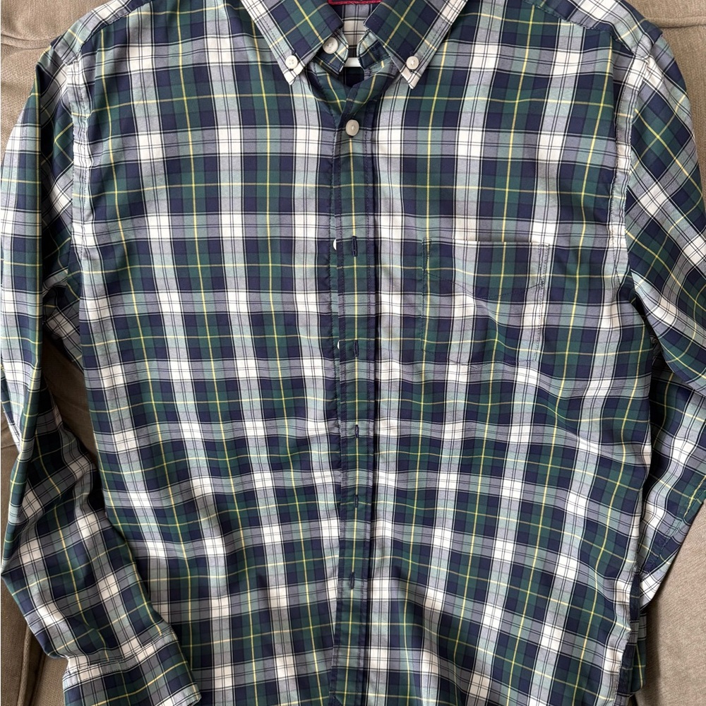 UNTUCKit Blue and Green Plaid Button Down Shirt